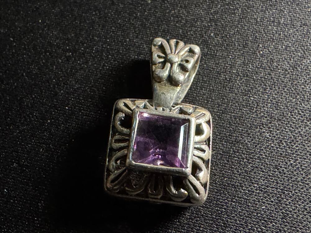 Vintage 925 Sterling Silver FAS Amethyst Pendant